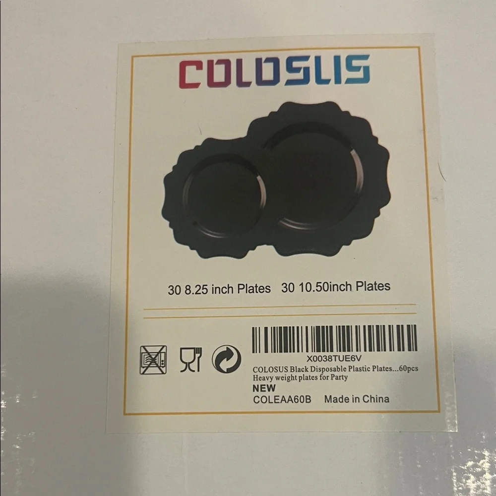Coloslis Black Disposable Plates Set